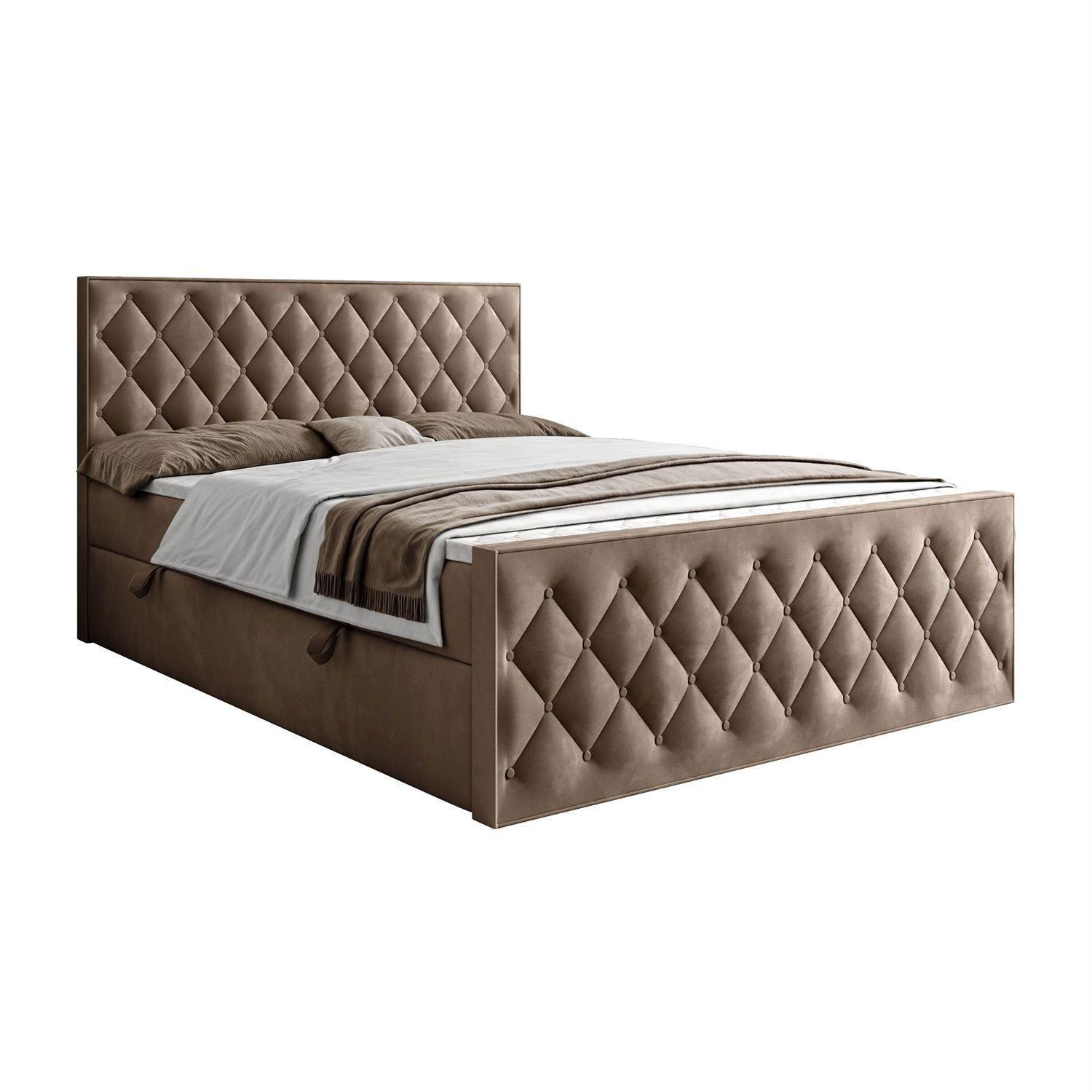 BOXSPRINGBETT INEZ II mit Bettkasten mit Topper 180x200 cm Royal Velvet 176 - Beige, Textil - Lookway