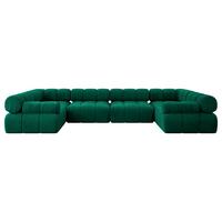 WOHNLANDSCHAFT modulares Sofa Birno-U2 - 380x190x70 cm Dunkelgrün Velours - Dunkelgrün, Holzwerkstoff/Textil (380/70/190cm) - ALTDECOR
