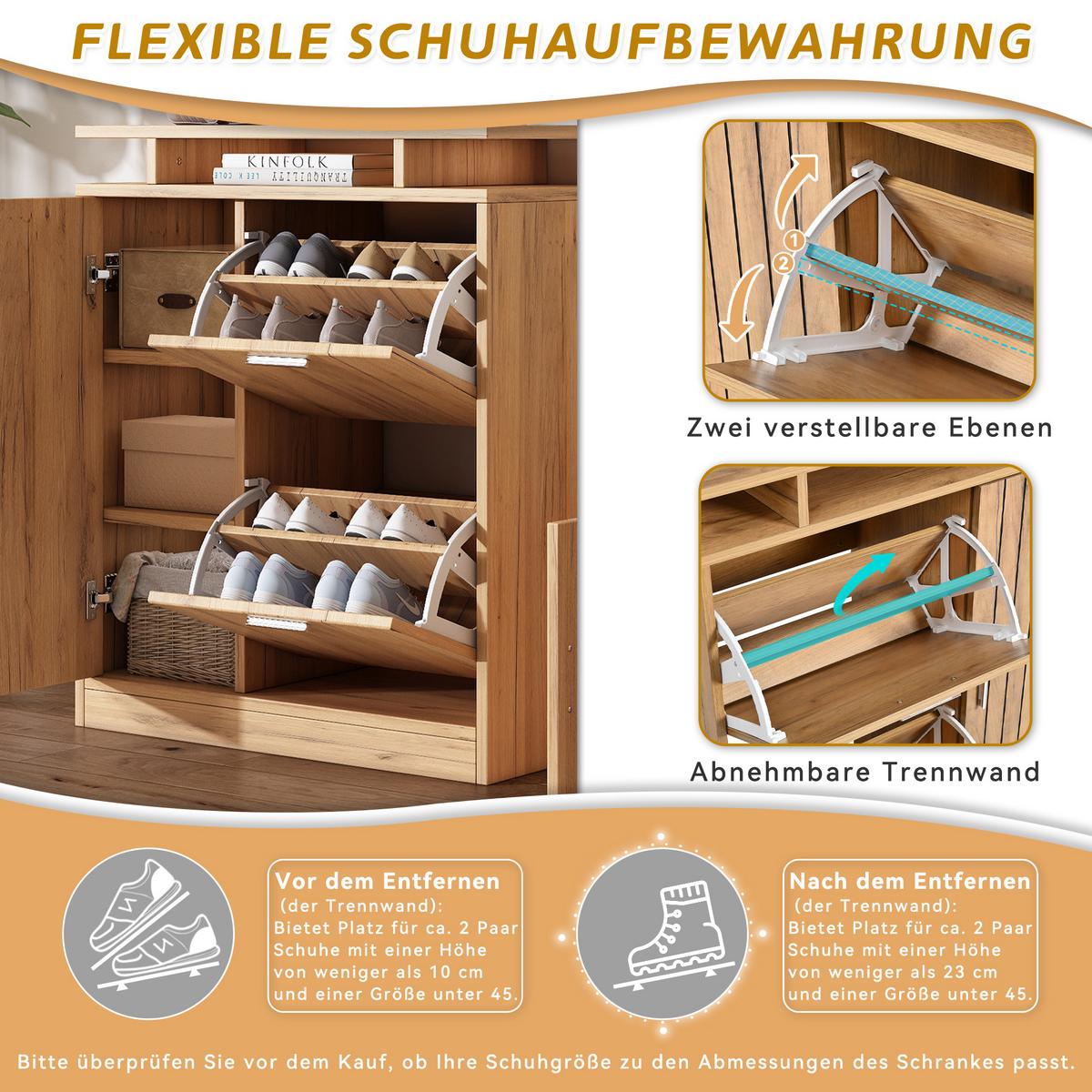 GARDEROBEN-SET 140 cm Natur – Flurmöbel mit Spiegel, Schuhbank & 5 Türen Modern - Naturfarben, Holzwerkstoff (140/133/35cm) - Urban Meuble