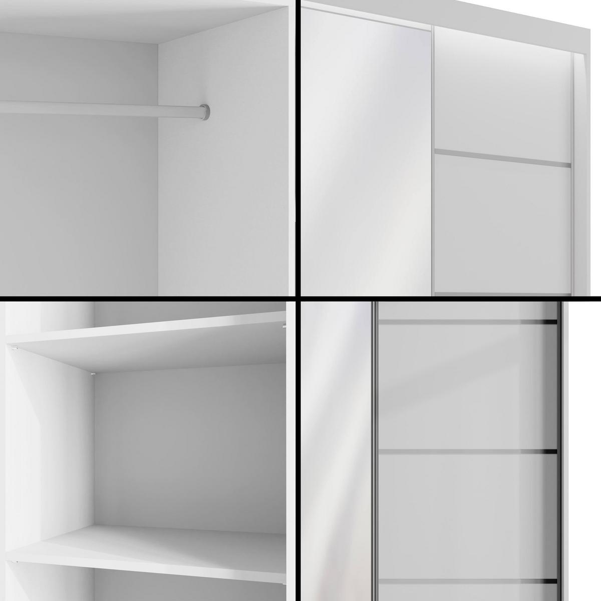 KLEIDERSCHRANK PAOKI mit LED - 150 cm - Weiß - Weiß, Holzwerkstoff (150/215/61cm) - ALTDECOR