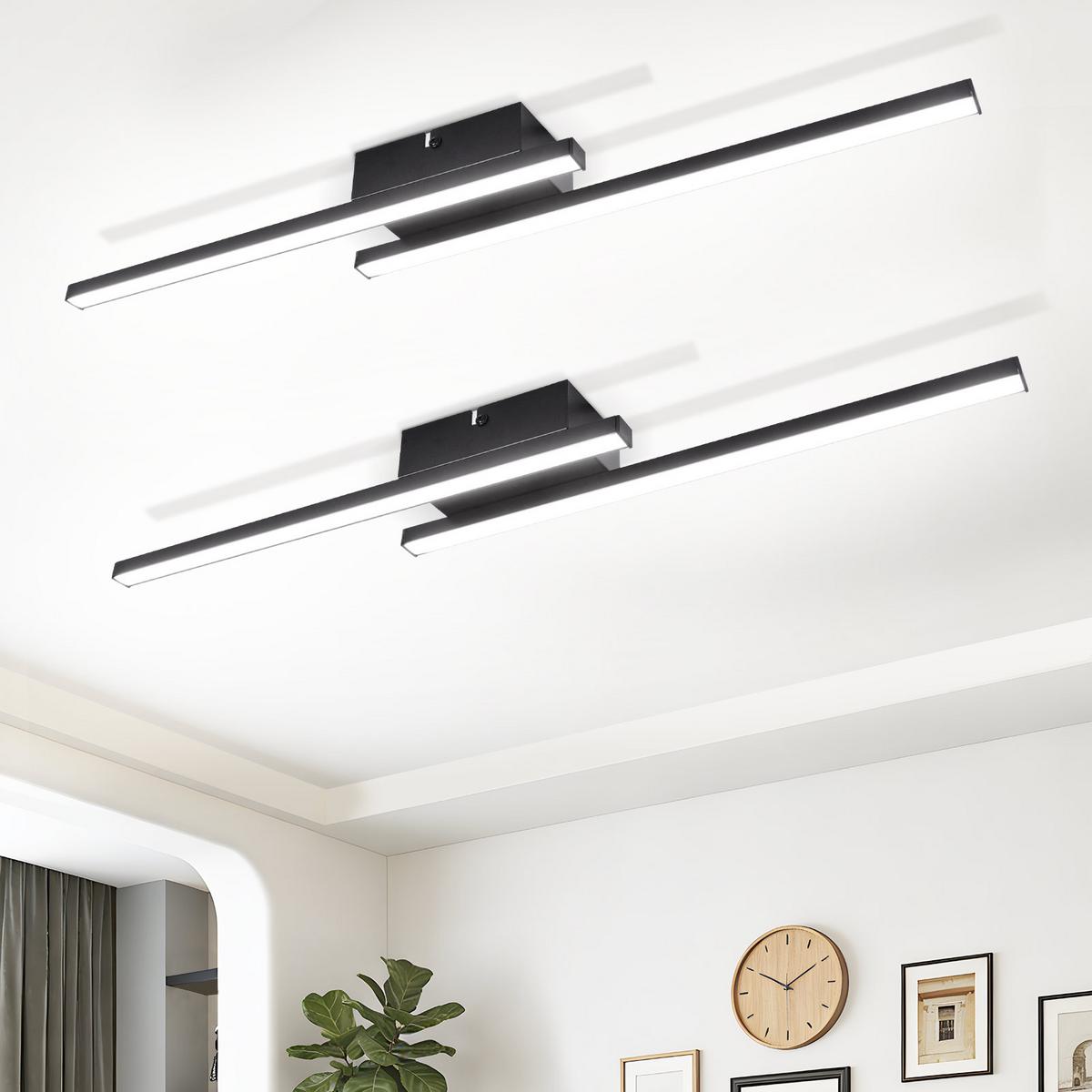 LED DECKENLEUCHTE Orythos 61.5/7/4.8 cm - Schwarz, Kunststoff/Metall (61.5/7/4.8cm) - ZMH