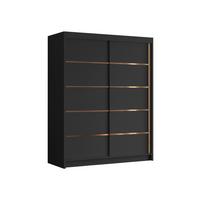 SCHIEBETÜRENSCHRANK Flavio IV - Goldfarben/Schwarz, Holzwerkstoff/Metall (150/200/58cm) - MIRJAN24