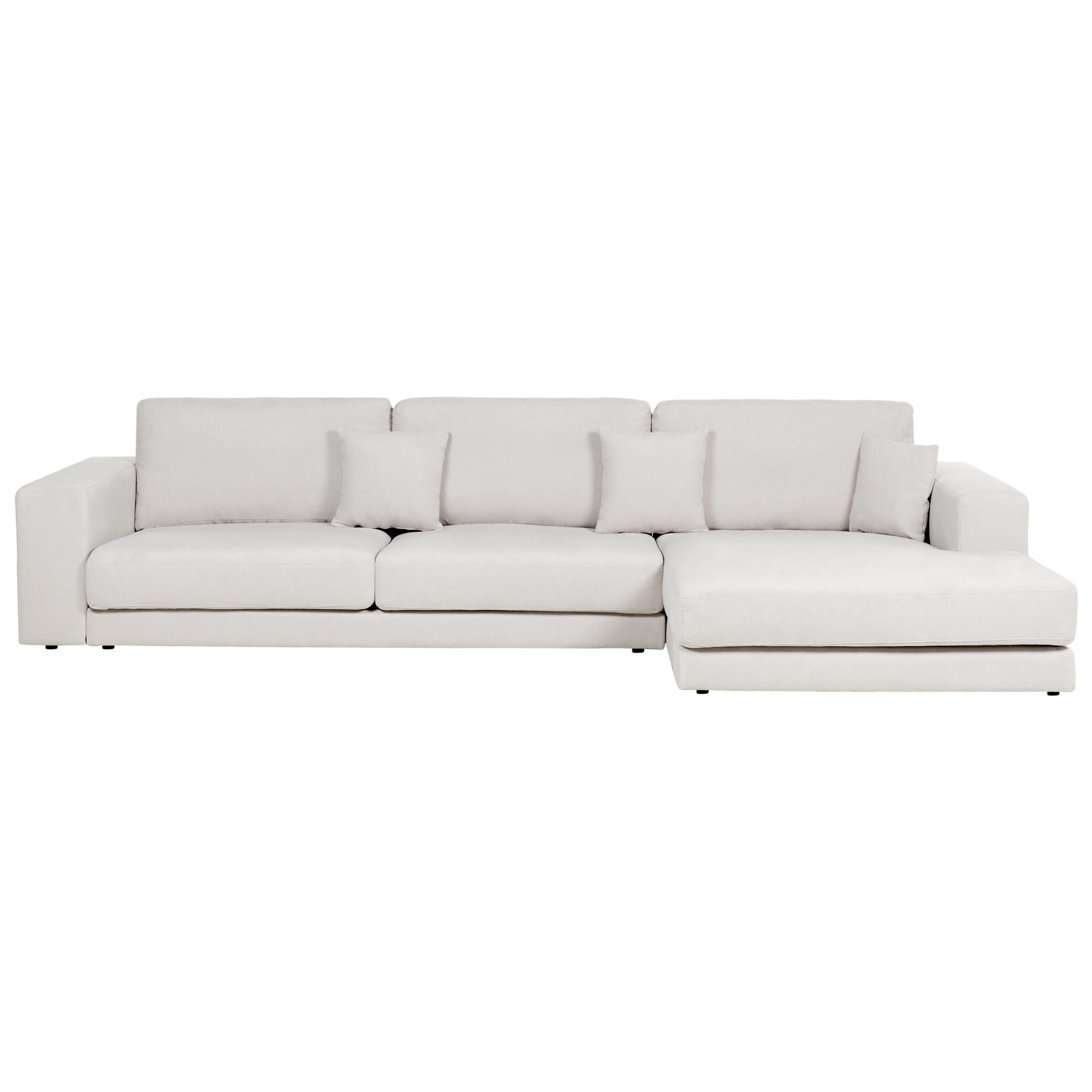 ECKFSOFA 5-Sitzer Stoff Cremeweiß linksseitig Lofoten - Creme/Schwarz, Textil (350/187cm) - Beliani