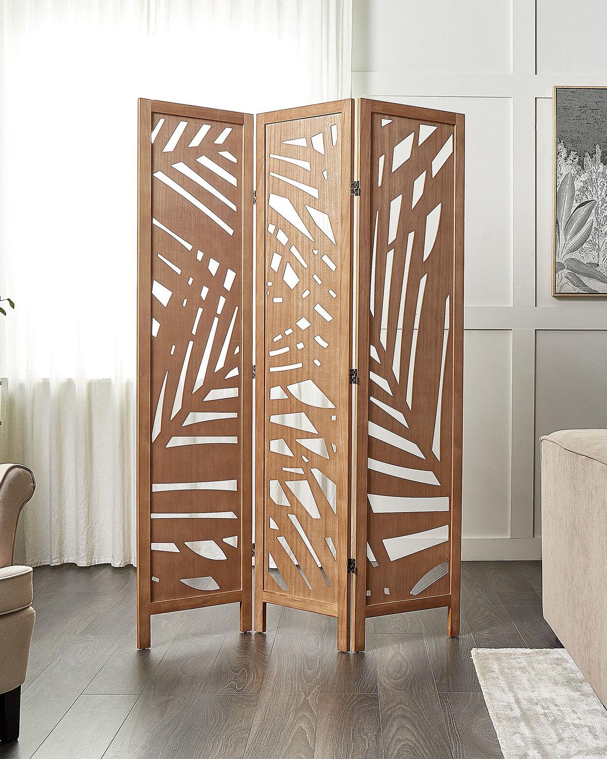 RAUMTEILER 3-teilig Hellbraun 122/170 cm Vernago - Braun, Holz (122/170/2cm) - Beliani