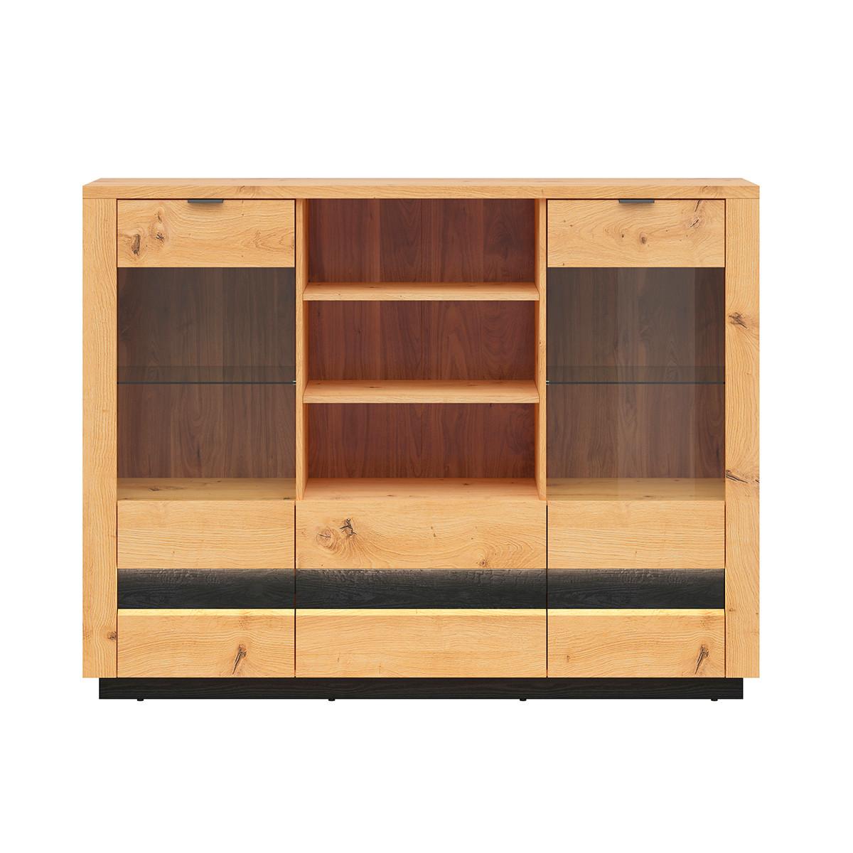 GESCHIRRSCHRANK Glenn Holz und Schwarz - Schwarz, Holzwerkstoff (161/123/42cm) - Petits-meubles