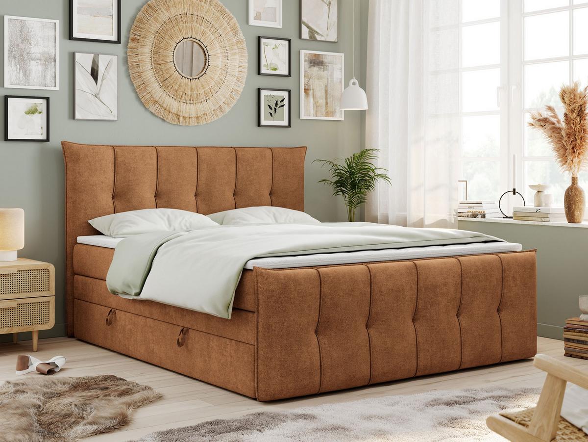 BOXSPRINGBETT PREMIUM 11 KING 120/200 Orange Struktur - H4 - Orange, Holz/Textil (120/200cm) - MKS