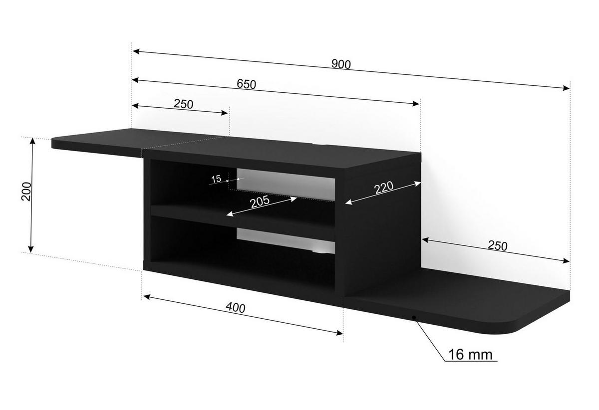 TV LOWBOARD Schwarz 90/20/22 - Schwarz, Holzwerkstoff (90/20/22cm) - RAUMHIRSCH FURNITURE