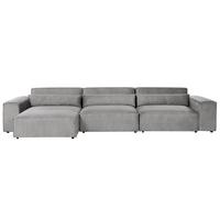 ECKSOFA Modul 4-Sitzer rechtsseitig Grau Stoff Hellnar - Dunkelgrau, Textil (364/176cm) - Beliani