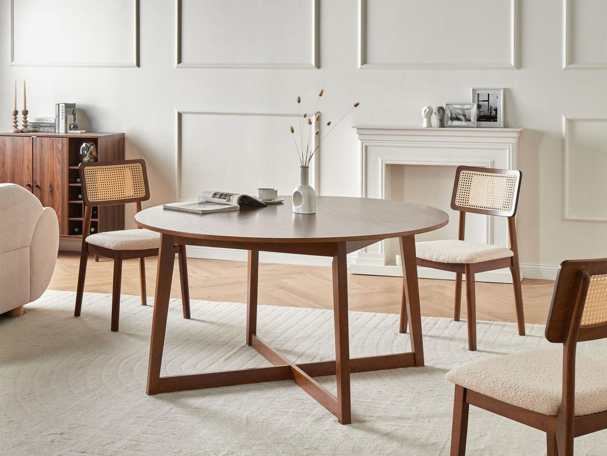 ESSTISCH Dunkle Eiche 140/140 cm Waipori - Braun, Holzwerkstoff (140/140/75cm) - Beliani