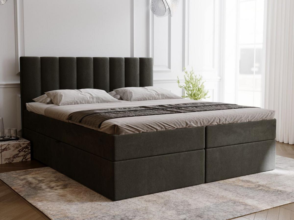 BOXBETT Mocca 160x200 Dunkelgrau - Dunkelgrau, Holz/Textil (160/200cm) - Graingold