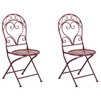 GARTENSTUHL 2er-Set Burgunderrot Albinia - Rot, Metall (42/94/55cm) - Beliani