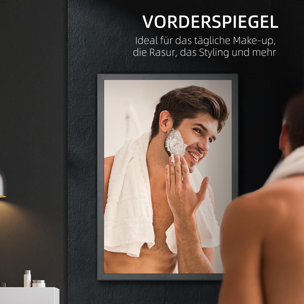 SPIEGELSCHRANK mit 3 Etagen, für Schlafzimmer, Schwarz, 40 x 12 x 60 cm - Schwarz, Glas (40/60/12cm) - Kleankin