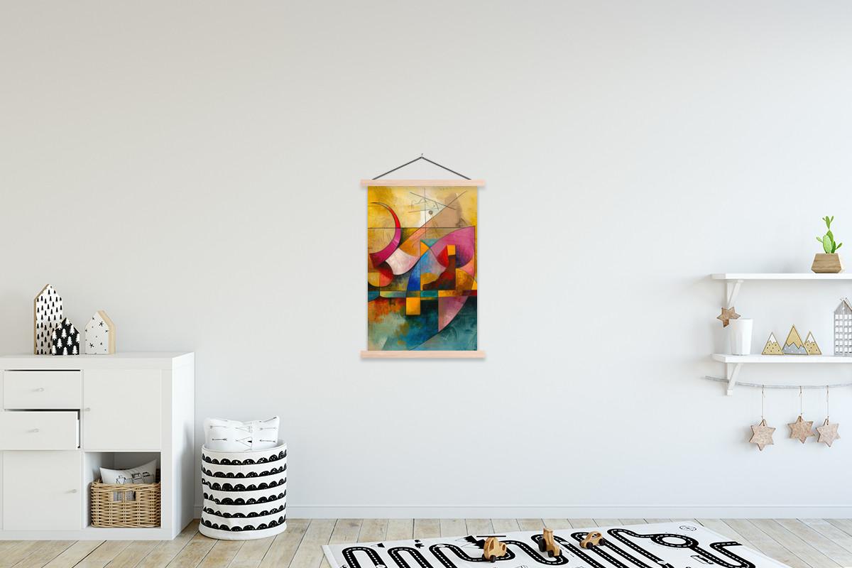 POSTER MIT MAGNETLEISTEN Kunst - Abstrakt - Modern Wandbild Schlafzimmer 60x90 cm - Gelb, Textil (60/90/0.15cm) - MuchoWow