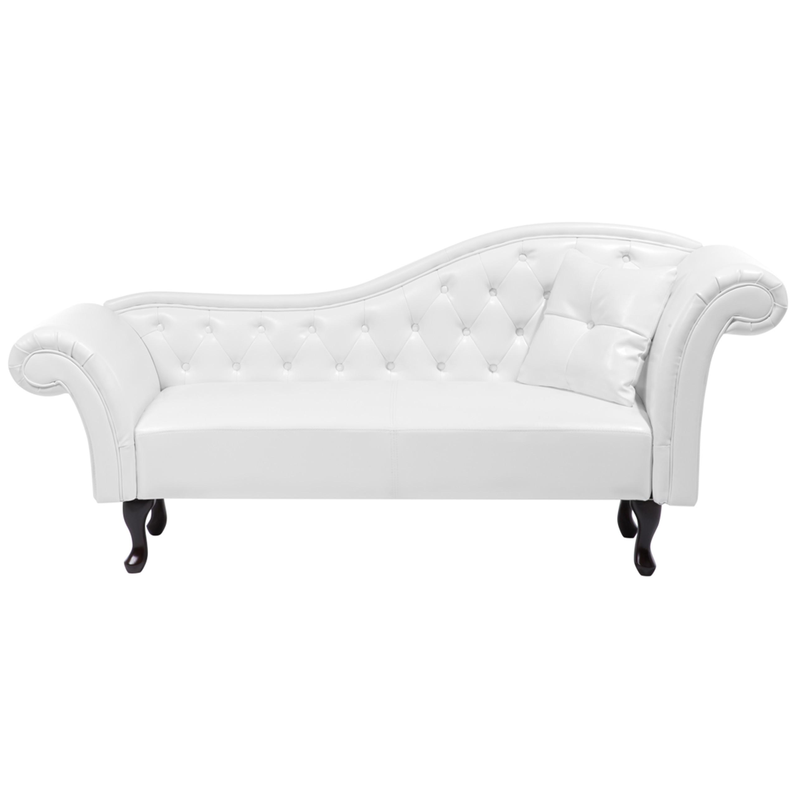 CHAISELONGUE Kunstleder weiß rechtsseitig Lattes - Schwarz/Weiß, Kunststoff (188/87/59cm) - Beliani