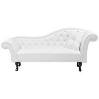 CHAISELONGUE Kunstleder weiß rechtsseitig Lattes - Schwarz/Weiß, Kunststoff (188/87/59cm) - Beliani