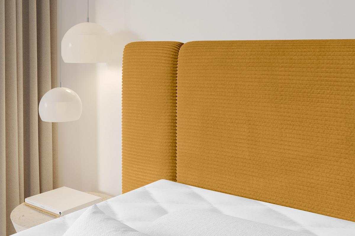 BOXSPRINGBETT mit Matratze H3/H4 - EVON KING Zanozek - 180x200 cm Senfgelb - Dunkelgelb, Holzwerkstoff (180/200cm) - ALTDECOR