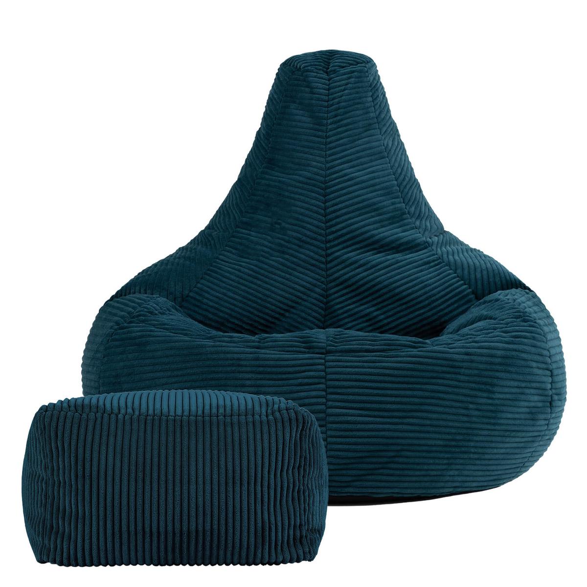 SITZSACK Dalton mit Hocker - Dunkelgrün/Petrol, Textil (82/76/82cm) - icon