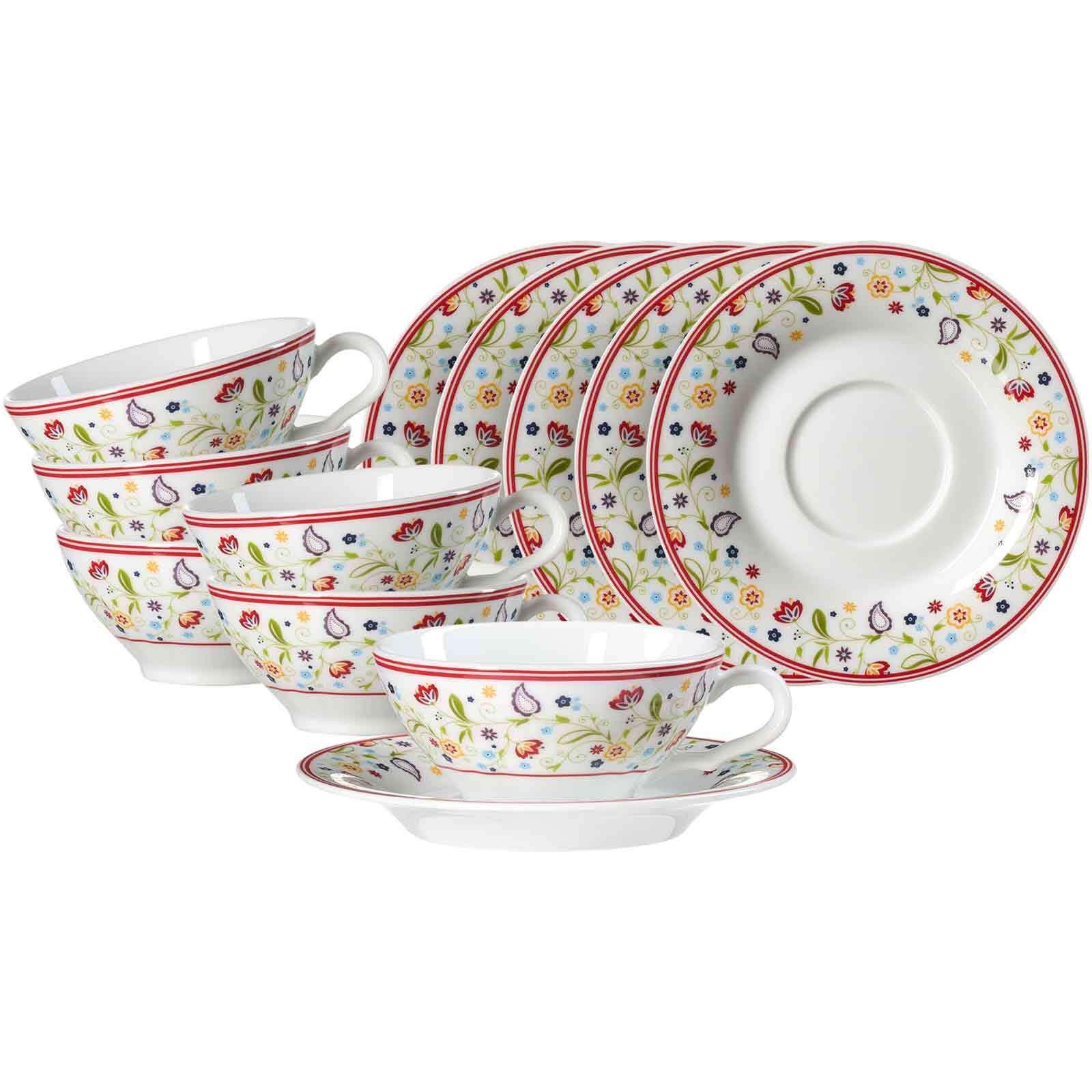 TEETASSEN MIT UNTERTASSEN Shanti Ostfriese bunt 100 ml 6er Set - Multicolor, Keramik (0.1L) - Ritzenhoff Breker