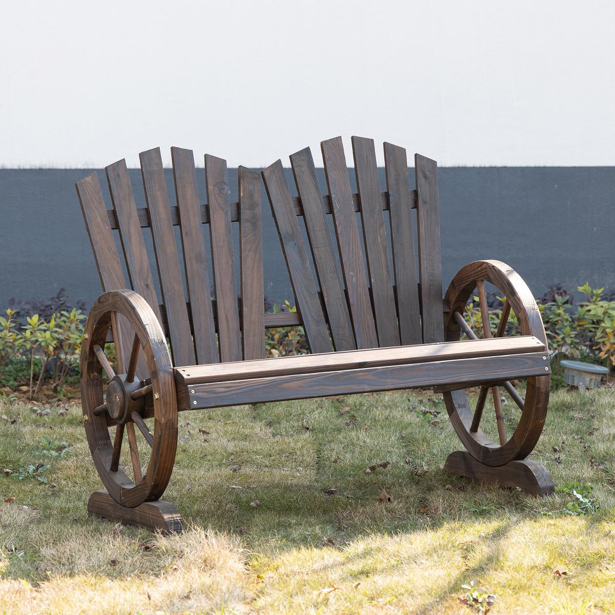 GARTENBANK mit Armlehne Sitzbank Gartenmöbel Massivholz Dunkelbraun - Dunkelbraun, Holz (66/95/108cm) - Outsunny