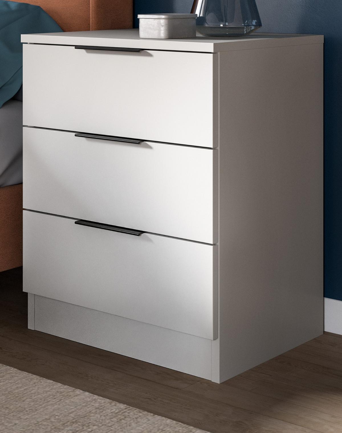 NACHTTISCH weiß 45 x 60 cm, Nachtkommode in Komforthöhe - Schwarz/Weiß, Holzwerkstoff/Kunststoff (45/60/40cm) - Inn.Furn