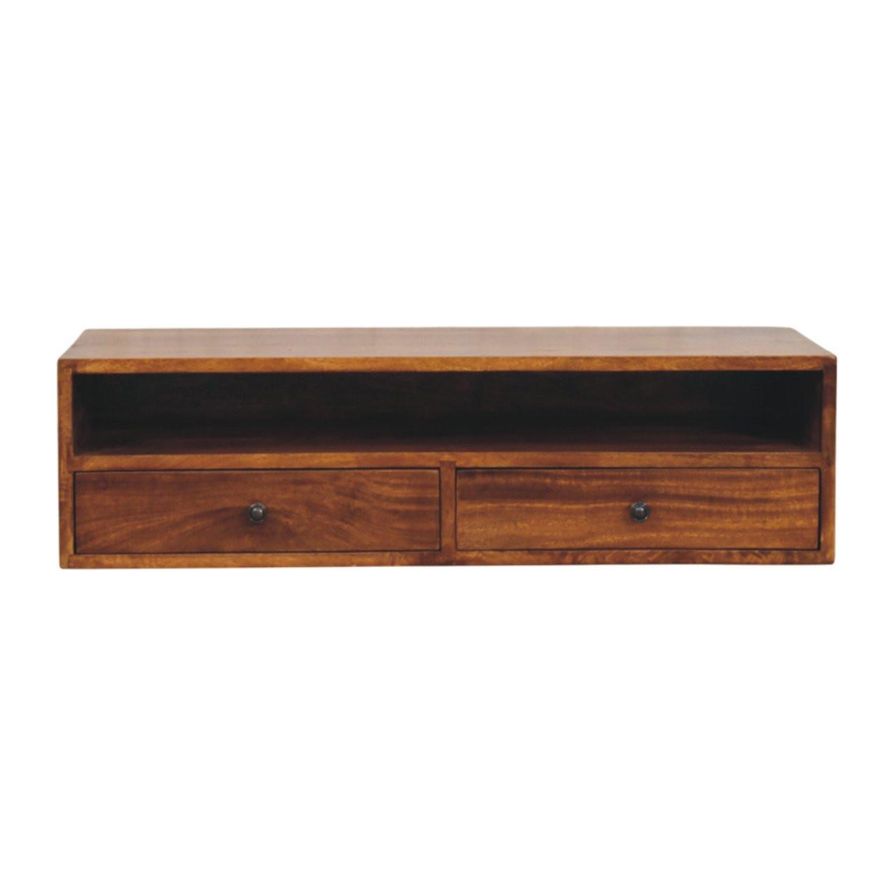MEDIENEINHEIT mit Kastanien-Finish, 2 Schubladen, 1 offene Ablage, Braun - Braun, Holz (88/24/32cm) - Artisan Furniture