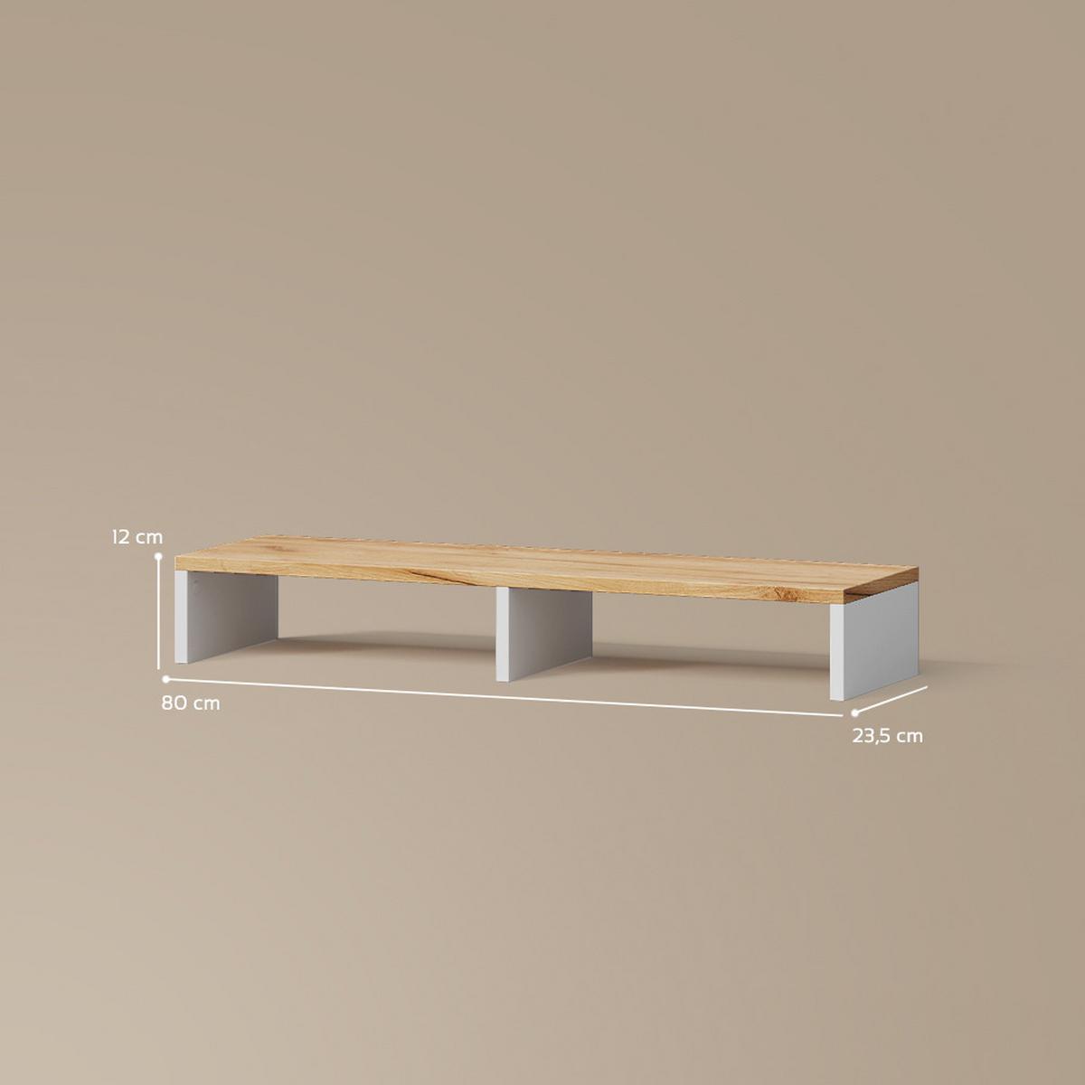 MONITORSTÄNDER Lorena Weiß/Goldkraft Eiche 80 x 12 cm - Honigeiche/Weiß, Holzwerkstoff (23.5/80/12cm) - Livinity®