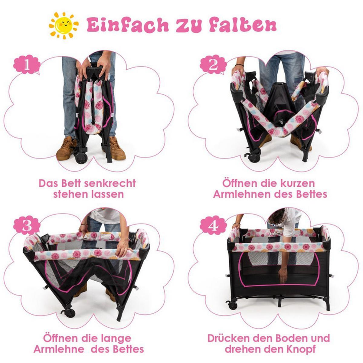 BABYWIEGE Schwarz - Rot, Textil - COSTWAY