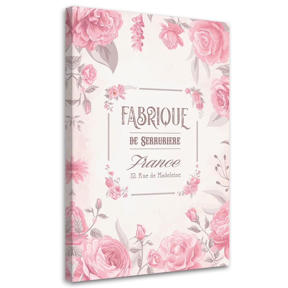 WANDBILD blumen im vintage stil - Pink, Textil (40/60cm) - Feeby