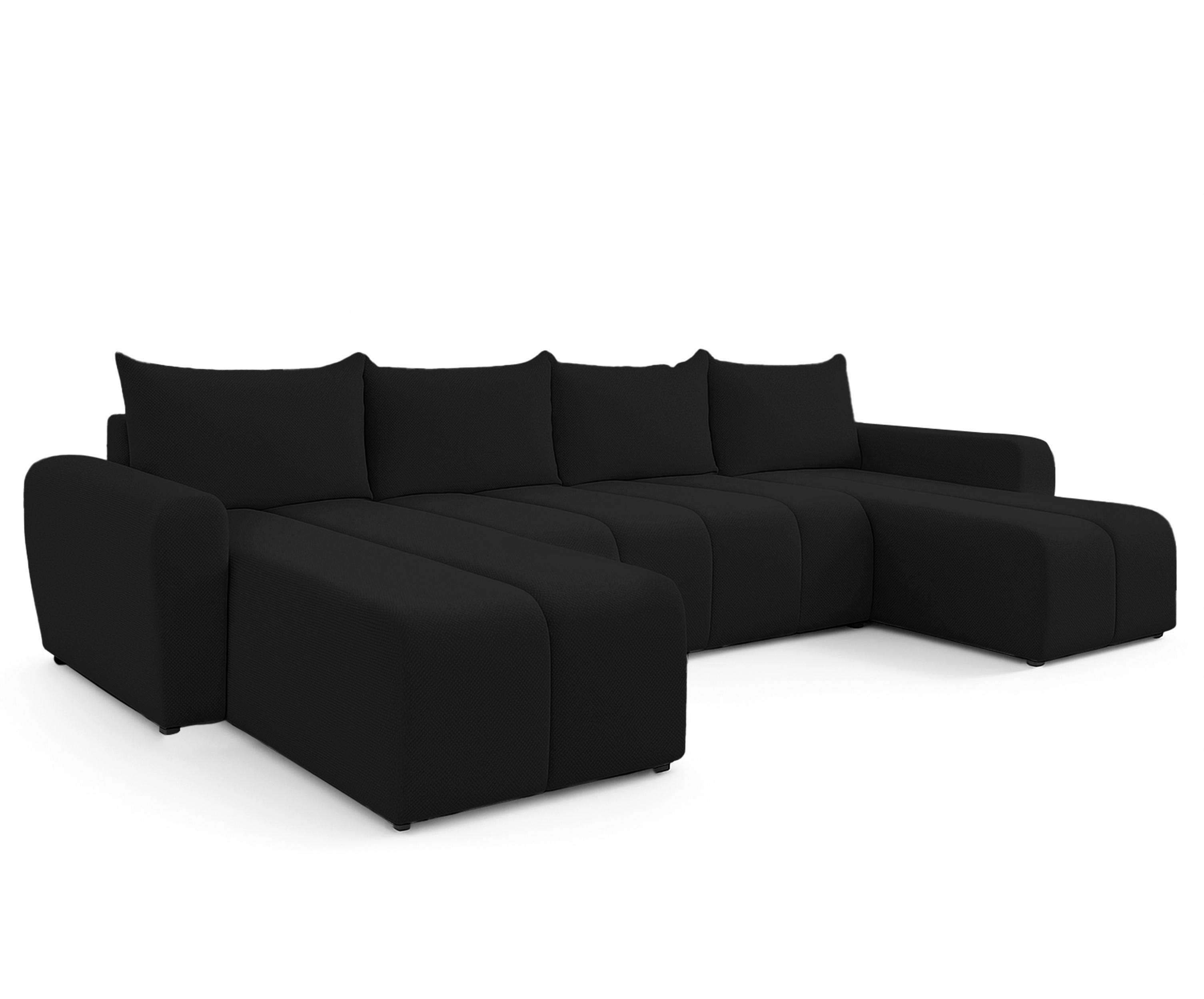 WOHNLANDSCHAFT Ferrande Schwarz 318/149/91 cm mit Bettkasten Schlaffunktion Relaxfunktion - Schwarz, Kunststoff/Textil (318/91/149cm) - AX Living