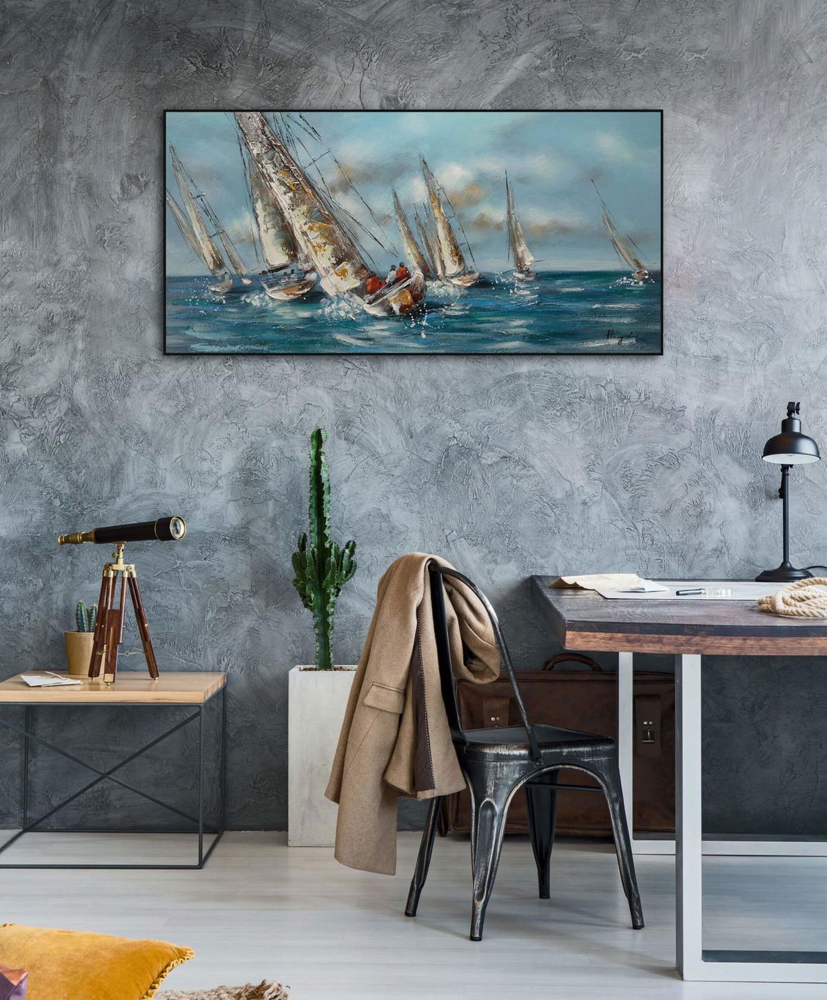 ACRYLBILD HANDGEMALT 120/60 cm - Blau/Weiß, Holz/Textil (120/60cm) - KUNSTLOFT