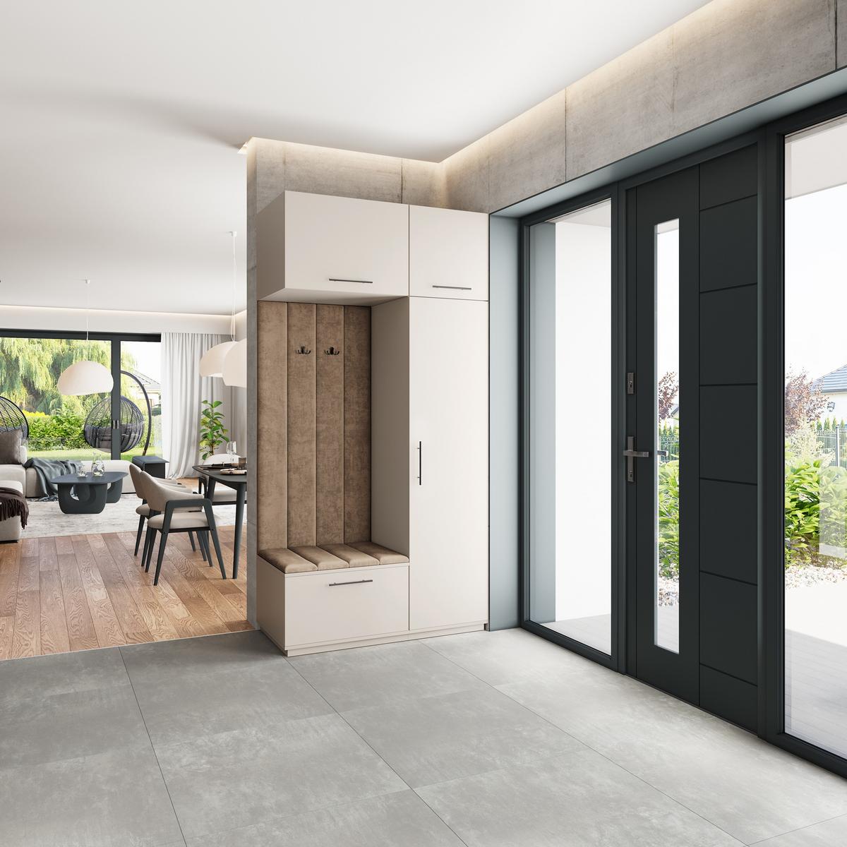 GARDEROBENSCHRANK REMA 120/240/60 cm Modern Garderobe-Set Kaschmir - Kaschmir/Mokka, Holzwerkstoff (120/240/60cm) - MASSENO