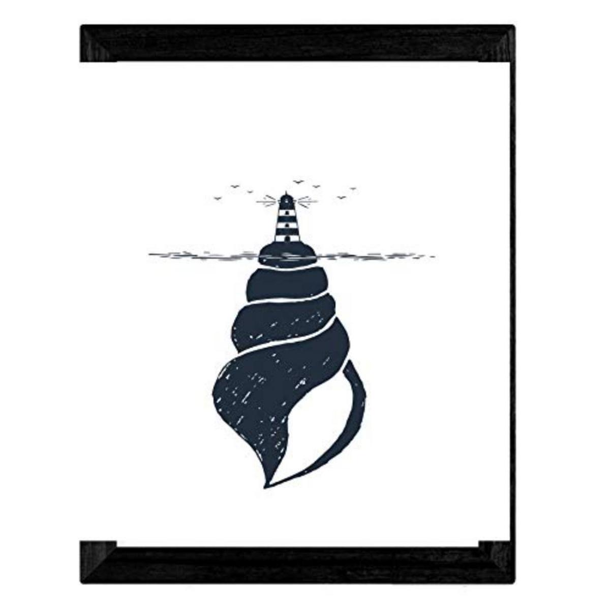 POSTER Set mit 4 Natur im nordischen Stil Wald und Meer in blauweiß A4 Rahmenlos - Klar, Papier (29.7/3cm) - Nacnic