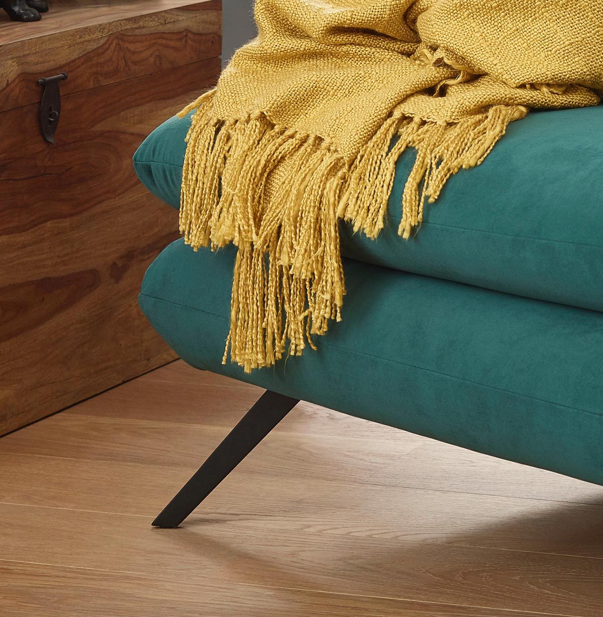 LONGSEAT CHAMRE Smaragdgrün Velvet - Smaragdgrün/Schwarz, Textil/Metall (130/95/160cm) - KAWOLA