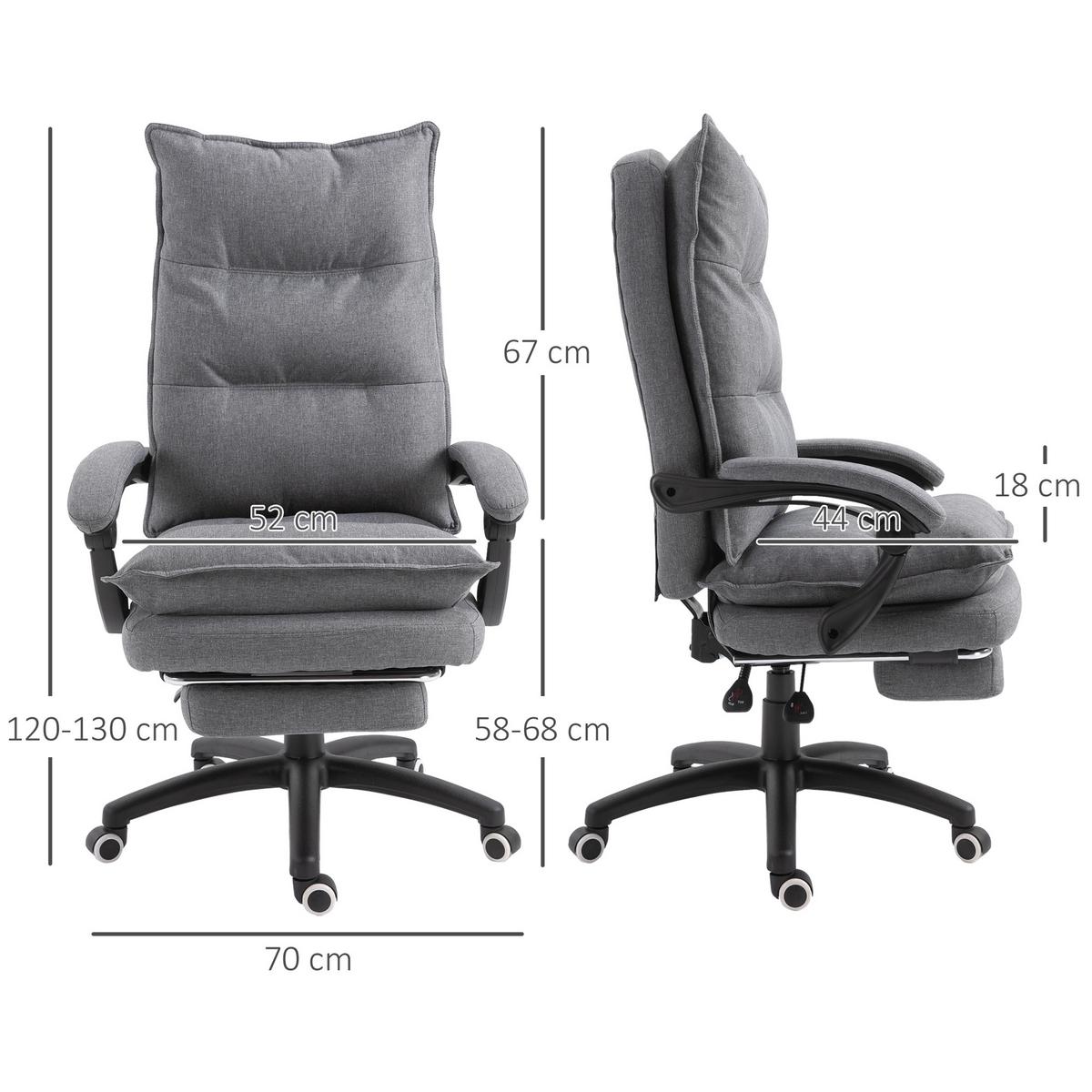 BÜROSTUHL massage Drehstuhl Massagefunktion Chefsessel höhenverstellbar Grau - Grau, Kunststoff (62/130/70cm) - Vinsetto
