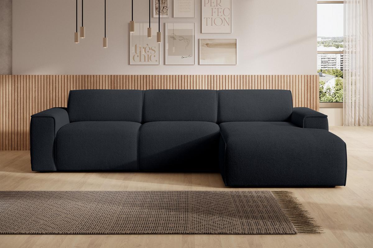 ECKSOFA L Form Didim mini Dunkelgrau 310/165/78 cm – stilvolle kleine Eckcouch R - Schwarz, Kunststoff/Textil (310/165cm) - AX Living