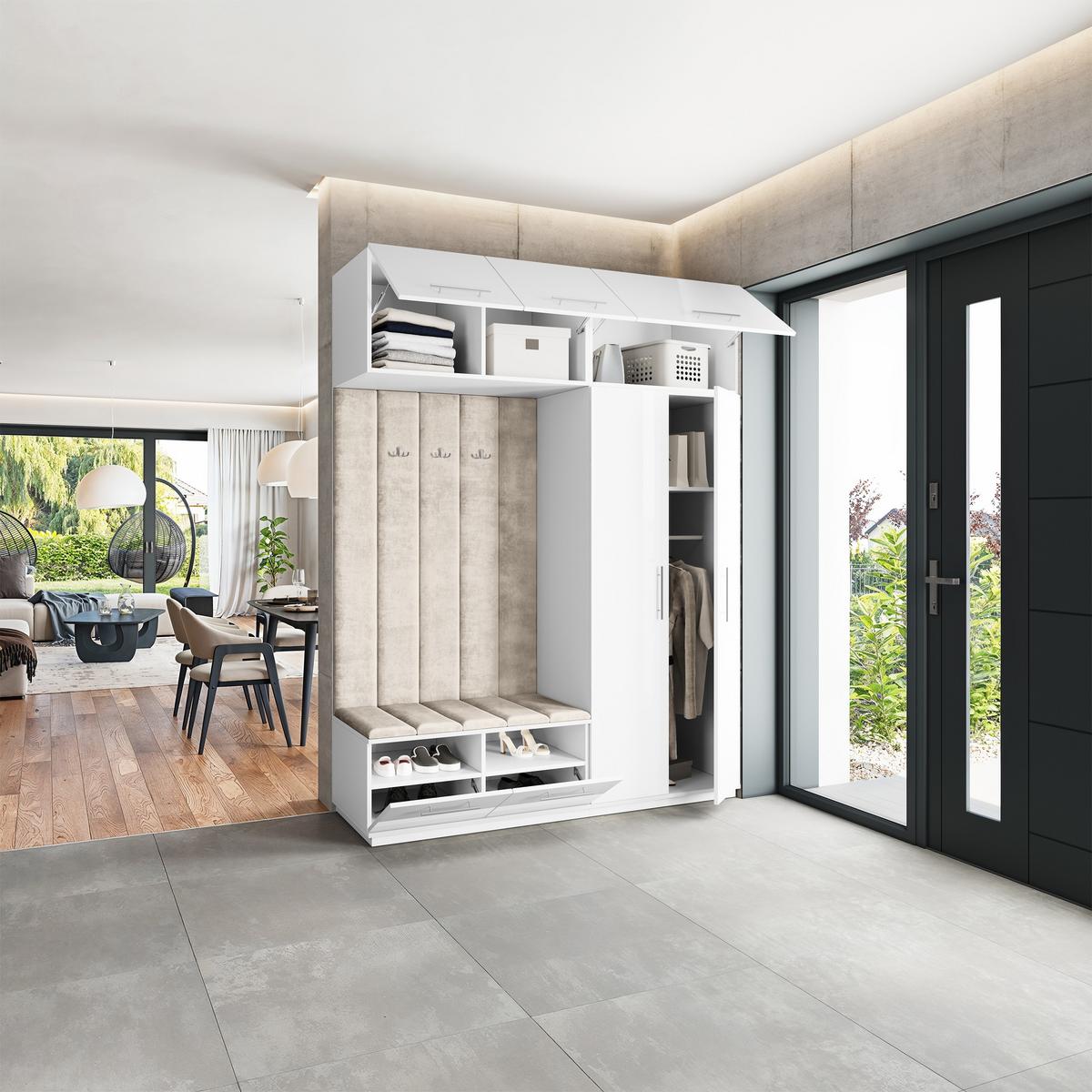 GARDEROBENSCHRANK REMA 180/240/60 cm Modern Weiß - Beige/Weiß, Holzwerkstoff (180/240/60cm) - MASSENO