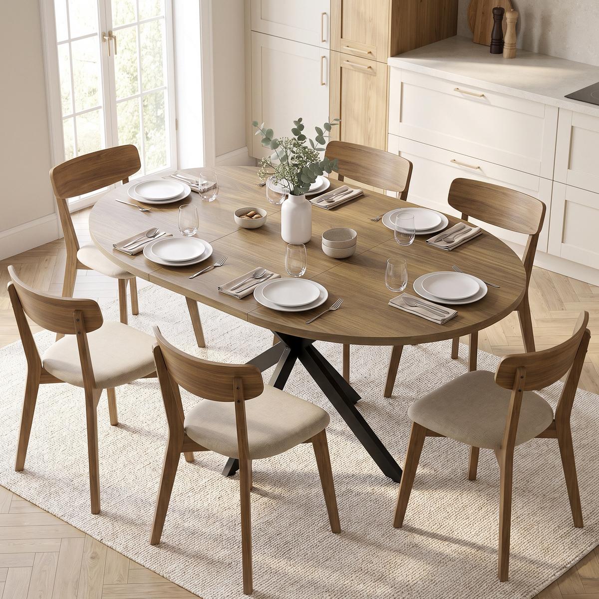 AUSZIEHBARER-ESSTISCH MDF Stahl Braun - Schwarz/Braun, Holzwerkstoff/Metall (135/100/75cm) - HOMCOM