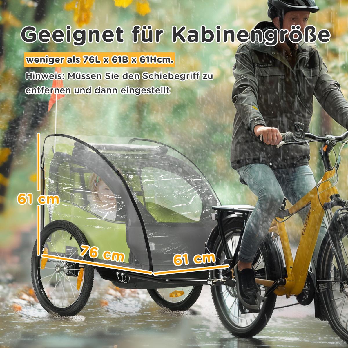 REGENSCHUTZ für Kinderanhänger Schutz Regenberzug Tranparent Kunststoff - Transparent, Kunststoff (61/61/76cm) - HOMCOM