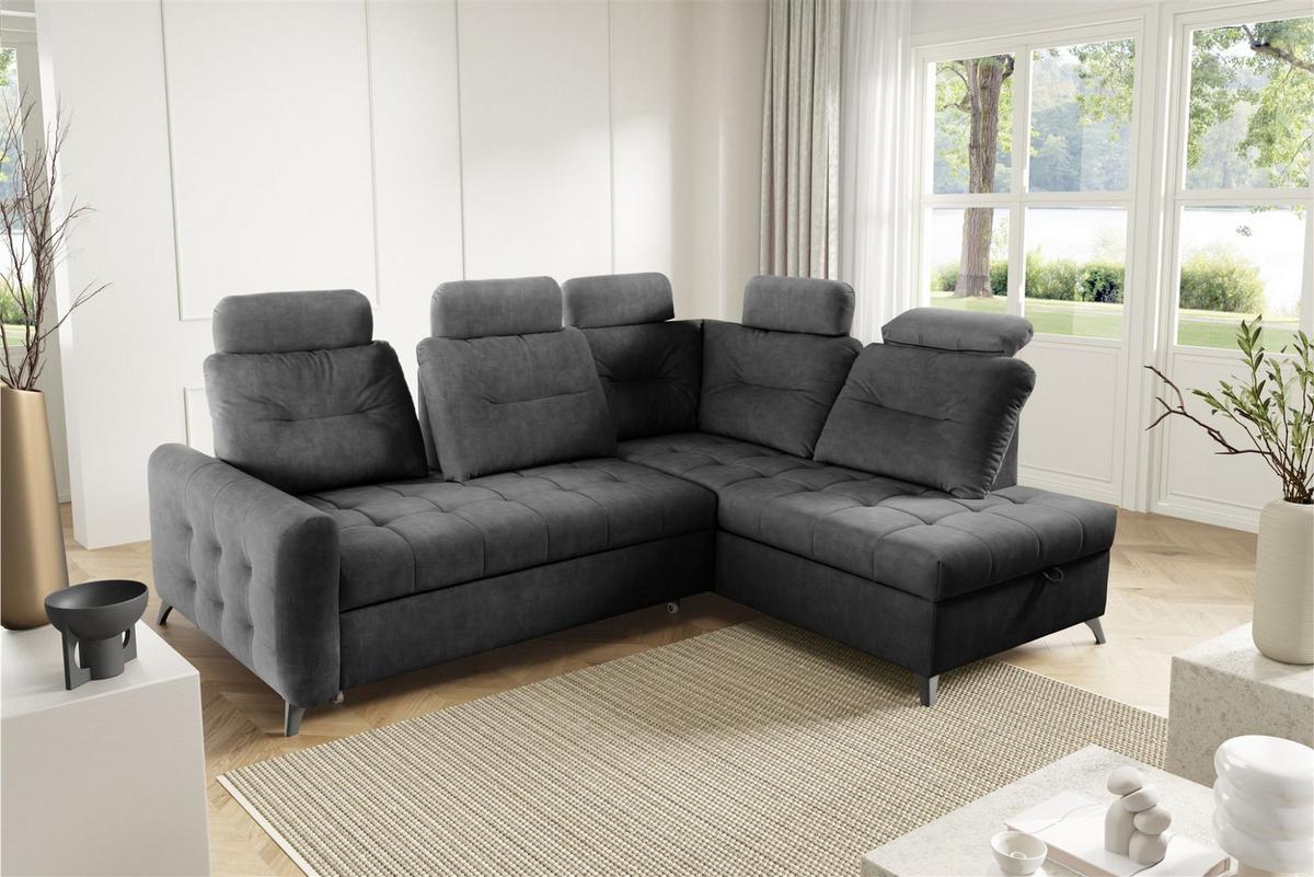 ECKSOFA Wendie - Dunkelgrau, Holzwerkstoff/Textil (250/200cm) - Fun Möbel