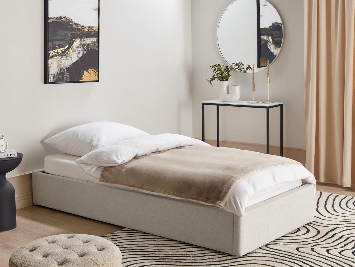 POLSTERBETT Beige 90/200 cm Dinan - Beige, Holz/Textil (90/200cm) - Beliani