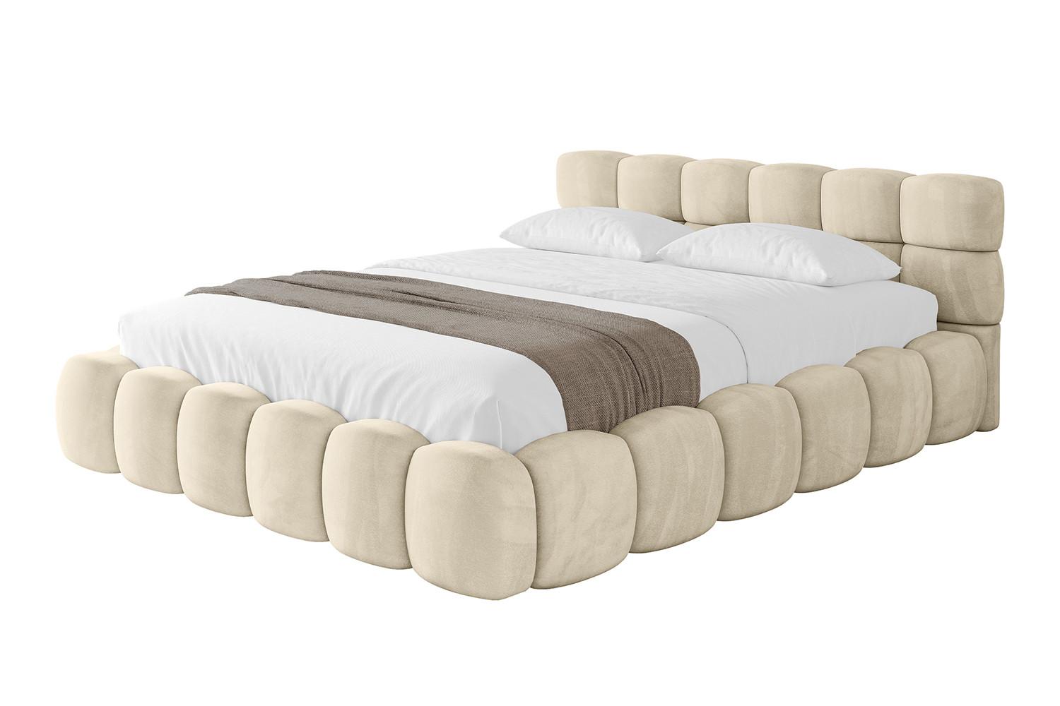 POLSTERBETT mit Bettkasten und Lattenrost, Bett mit Matratze H3/H4 - LEYA-v1 160x200 Beige - Beige, Holzwerkstoff/Textil (160/200cm) - ALTDECOR