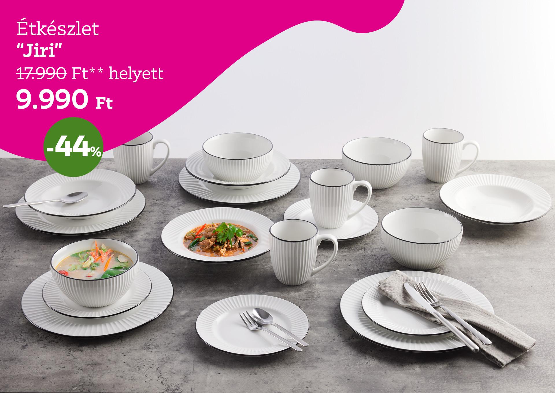 Étkészlet JIRI 17990 Forint helyett 9990 Forint, kedvezmény mértéke 44%
