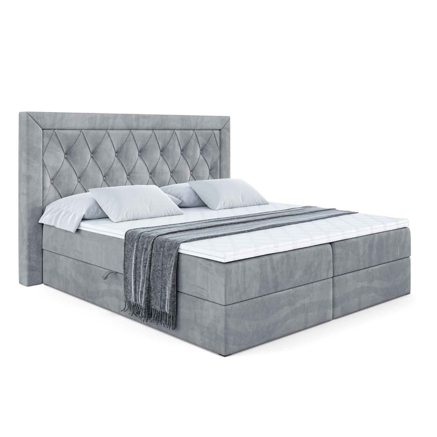 BOXBETT mit H4-Matratze und Lattenrost - NOEL - 140x200 Grau - Grau, Holzwerkstoff (140/200cm) - ALTDECOR