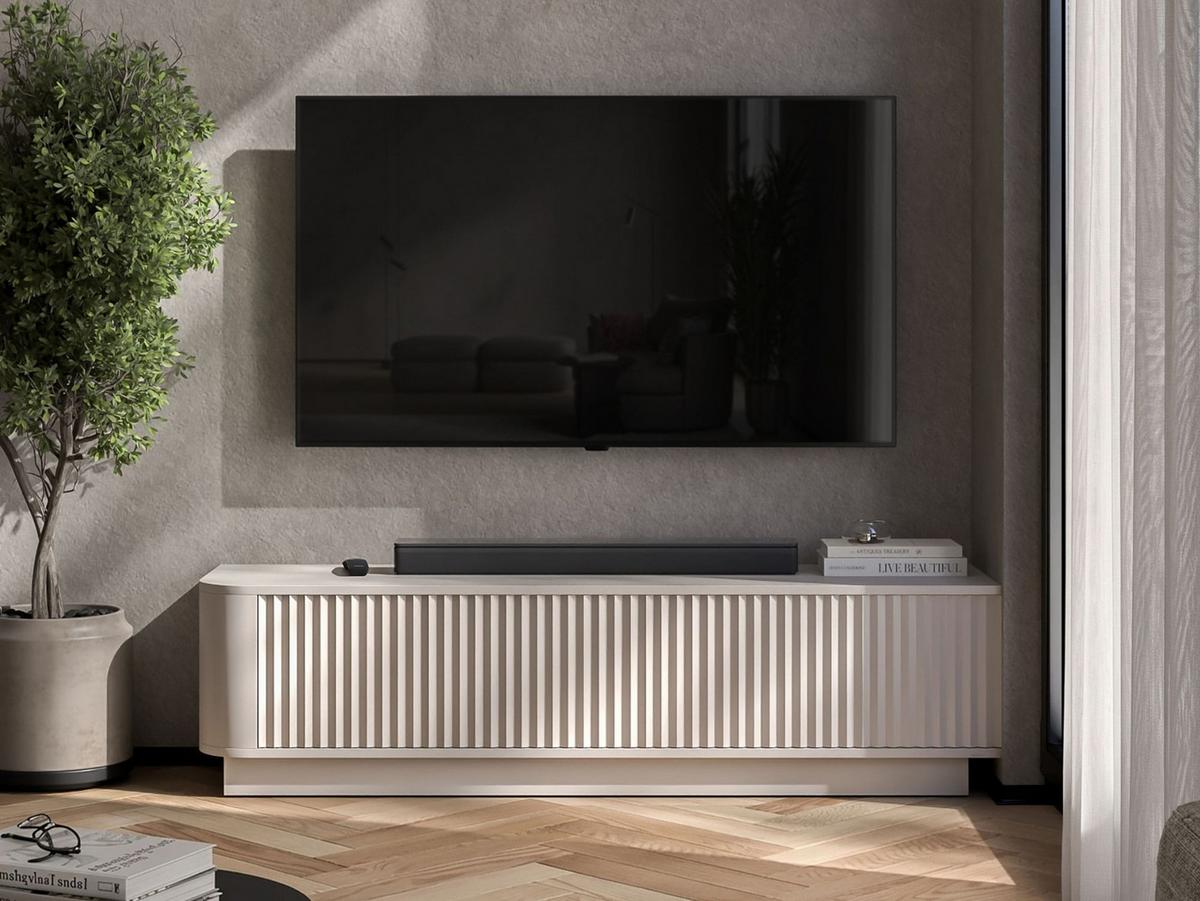 TV-LOWBOARD Aurora Kaschmir matt 140 cm mit Sockel - Kaschmir, Holzwerkstoff (140/37/35cm) - Meble Lindner