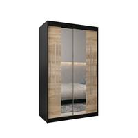 SCHWEBETÜRENSCHRANK 200/120/62 2-türig - Silberfarben/Schwarz, Holz/Kunststoff (120/200/62cm) - Abiks Möbel