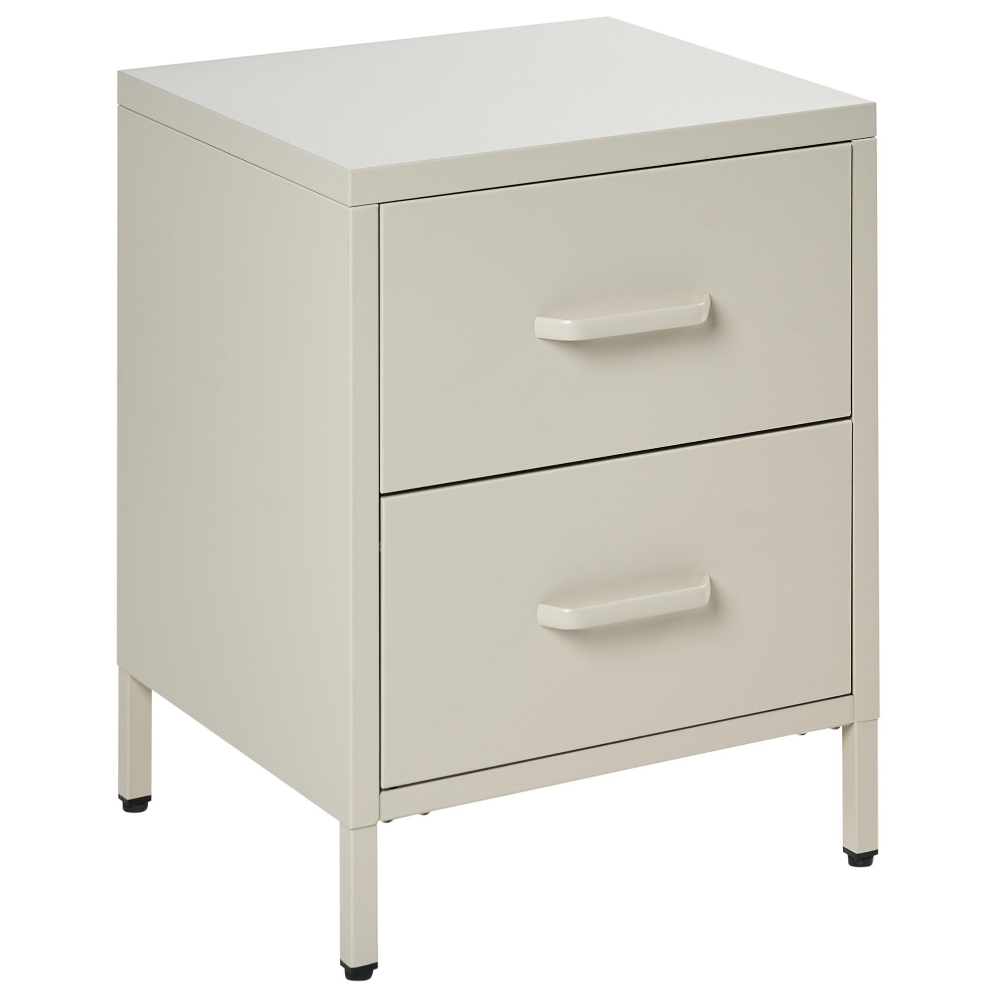 NACHTTISCH mit 2 Schubladen Metall Hellbeige Malavi - Beige, Metall (40/43/55cm) - Beliani