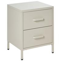 NACHTTISCH mit 2 Schubladen Metall Hellbeige Malavi - Beige, Metall (40/43/55cm) - Beliani