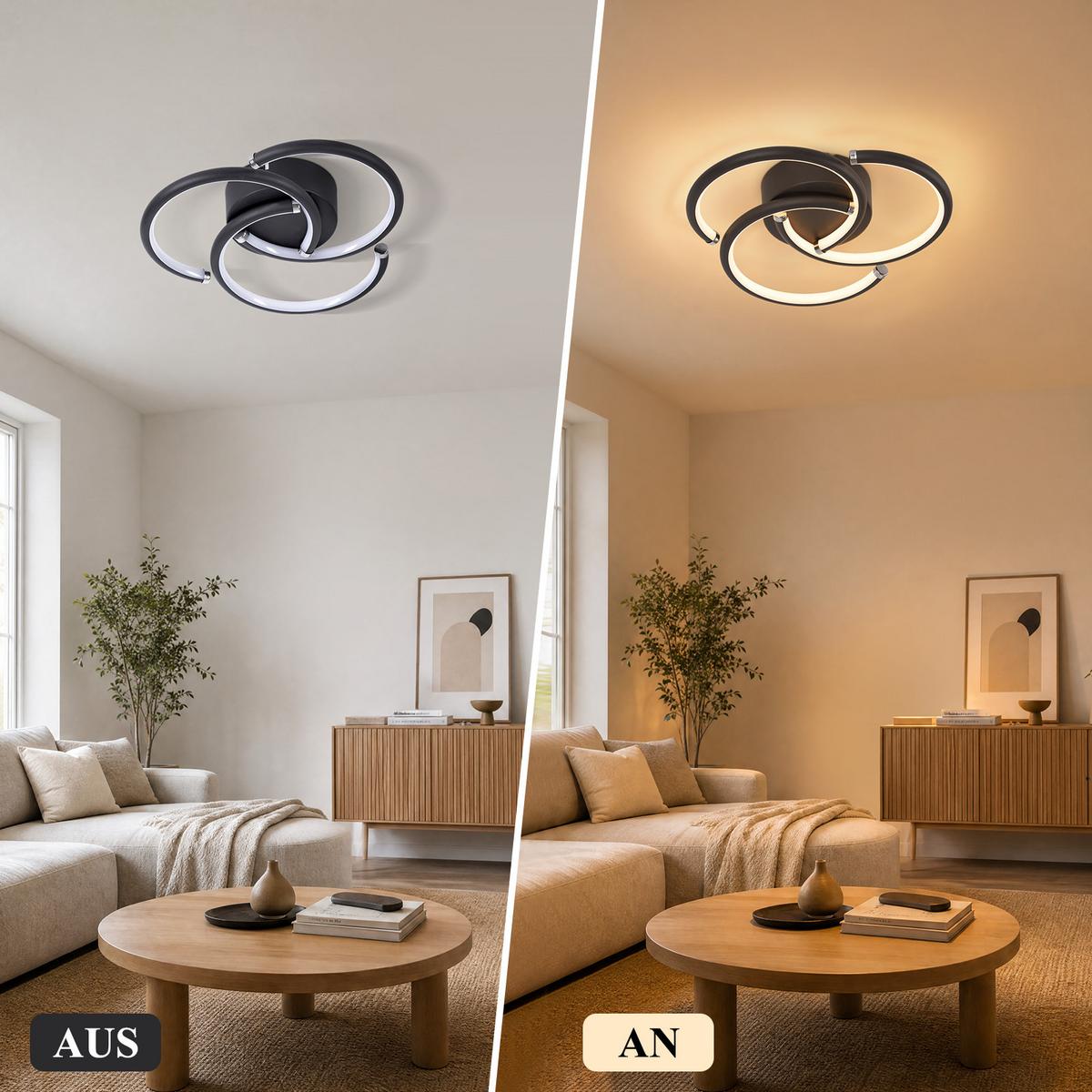 LED DECKENLEUCHTE Zyrvin 24/23.5/5.2 cm - Schwarz, Kunststoff/Metall (24/23.5/5.2cm) - ZMH