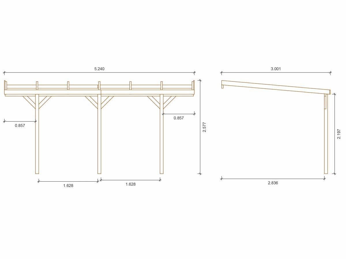 CARPORT AUTO solar 2 Braun - Braun, Holz (437/245/300cm) - Habitat Garten