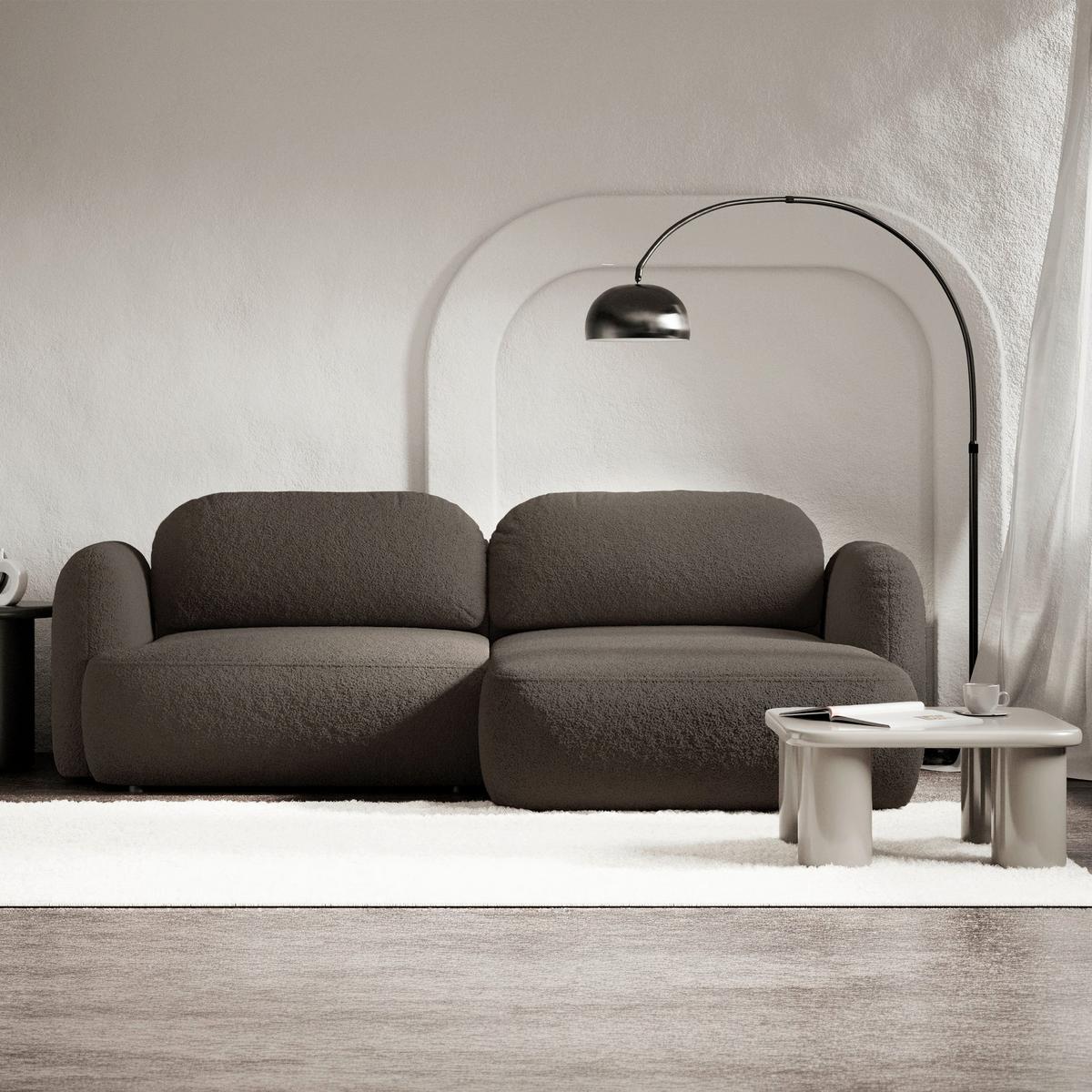 ECKSOFA Tvoya Braun Bouclé - Schwarz/Braun, Kunststoff/Textil (175/267cm) - Selsey